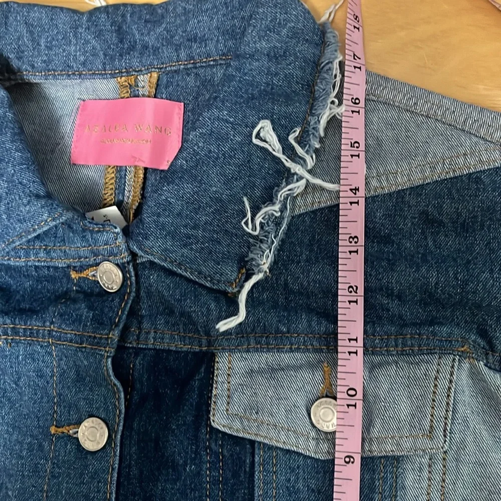 NWT AZALEA WANG ALL PATCHED UP PATCHWORKED  CROP DENIM JACKET - Picture 12 of 14